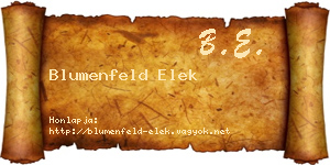 Blumenfeld Elek névjegykártya